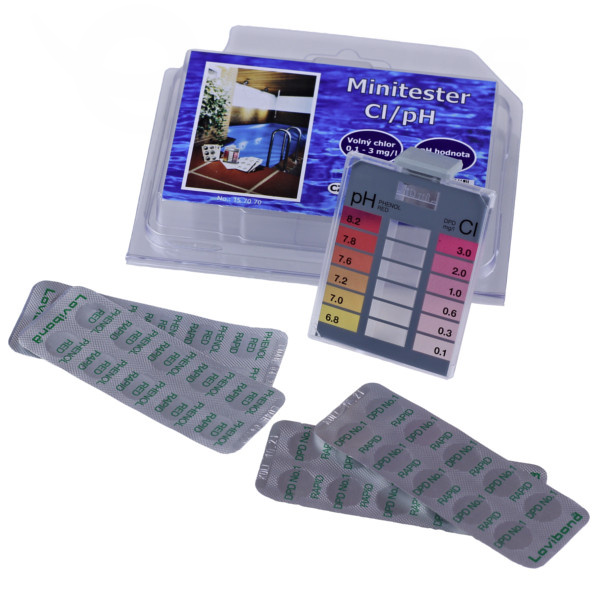Bazénový tester pH / chlor tablety pro 20 měření