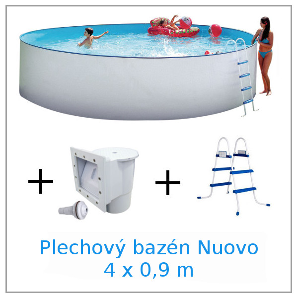 Nadzemní bazén Nuovo 4 x 0,9 m se schůdky, skimmerem a tryskou