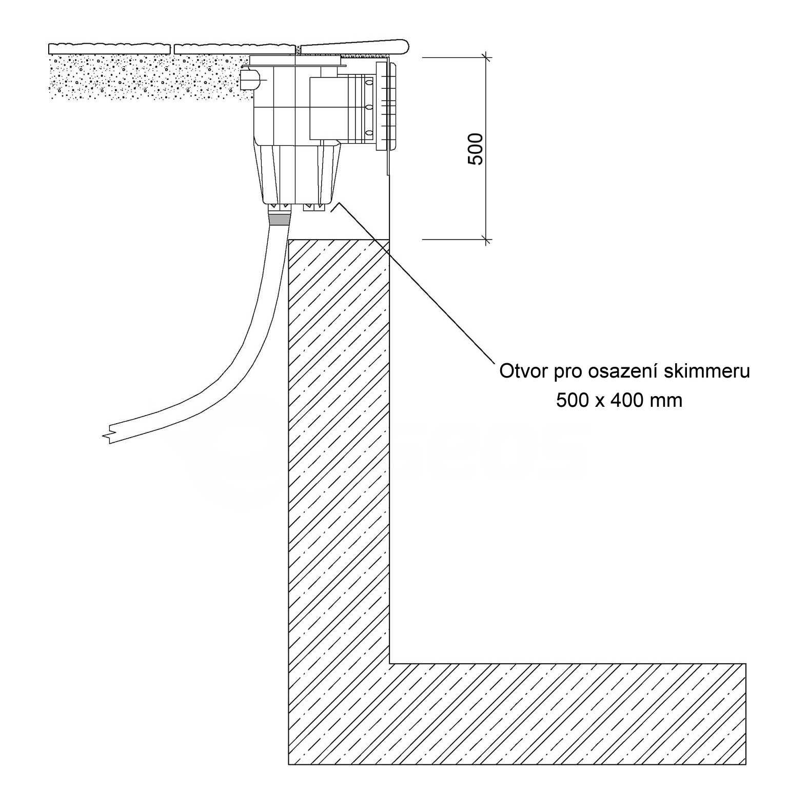 Skimmer pro betonové bazény průtok 5m3/h